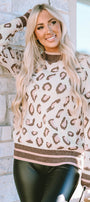 Two Tone Ribbed Leopard Sweater Florida Girl Fashion Boutique