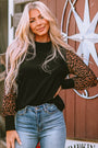 Black Leopard Sleeve Blouse Florida Girl Fashion Boutique