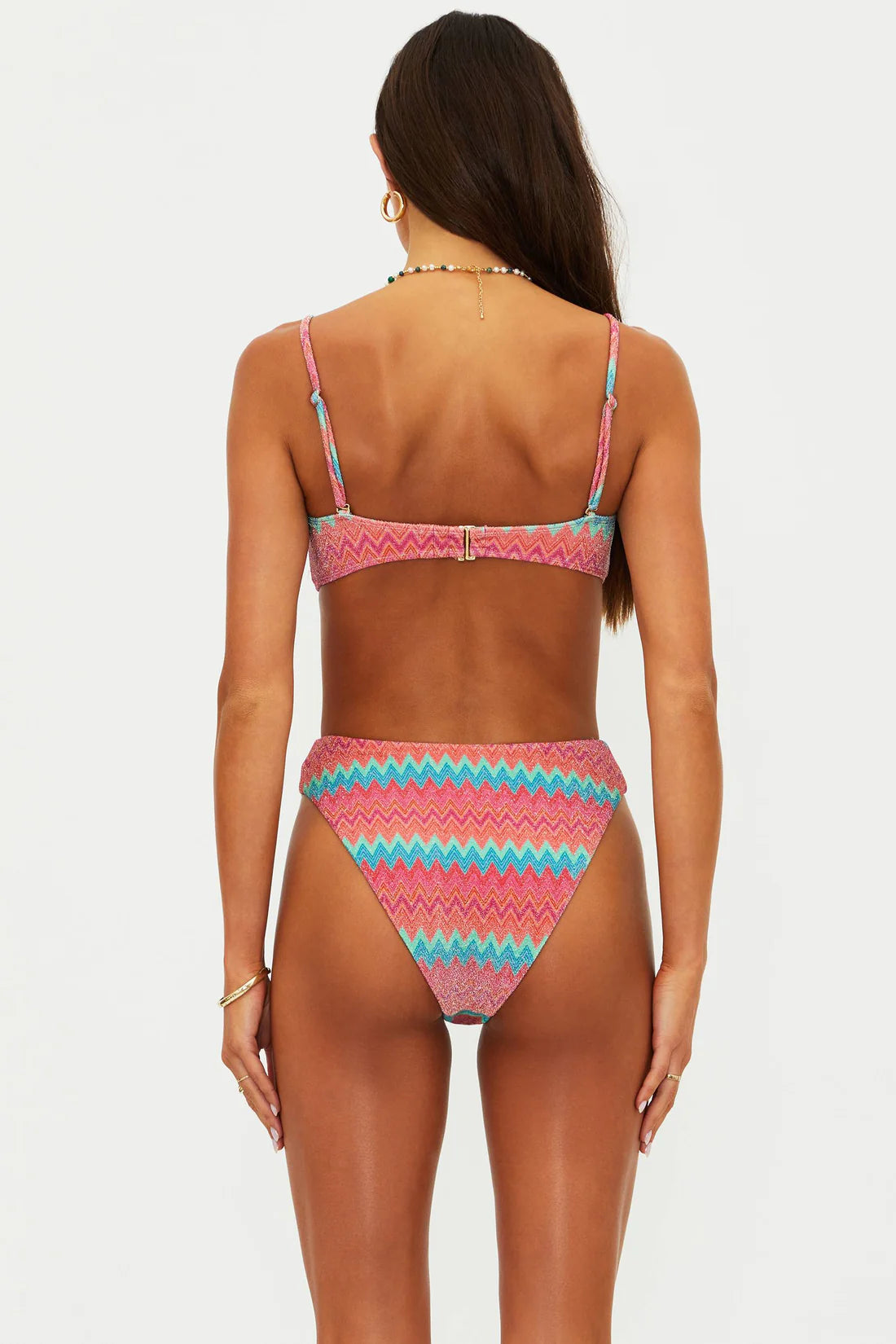 Beach Riot Kelsey Top Strawberry Ice Chevron Shine
