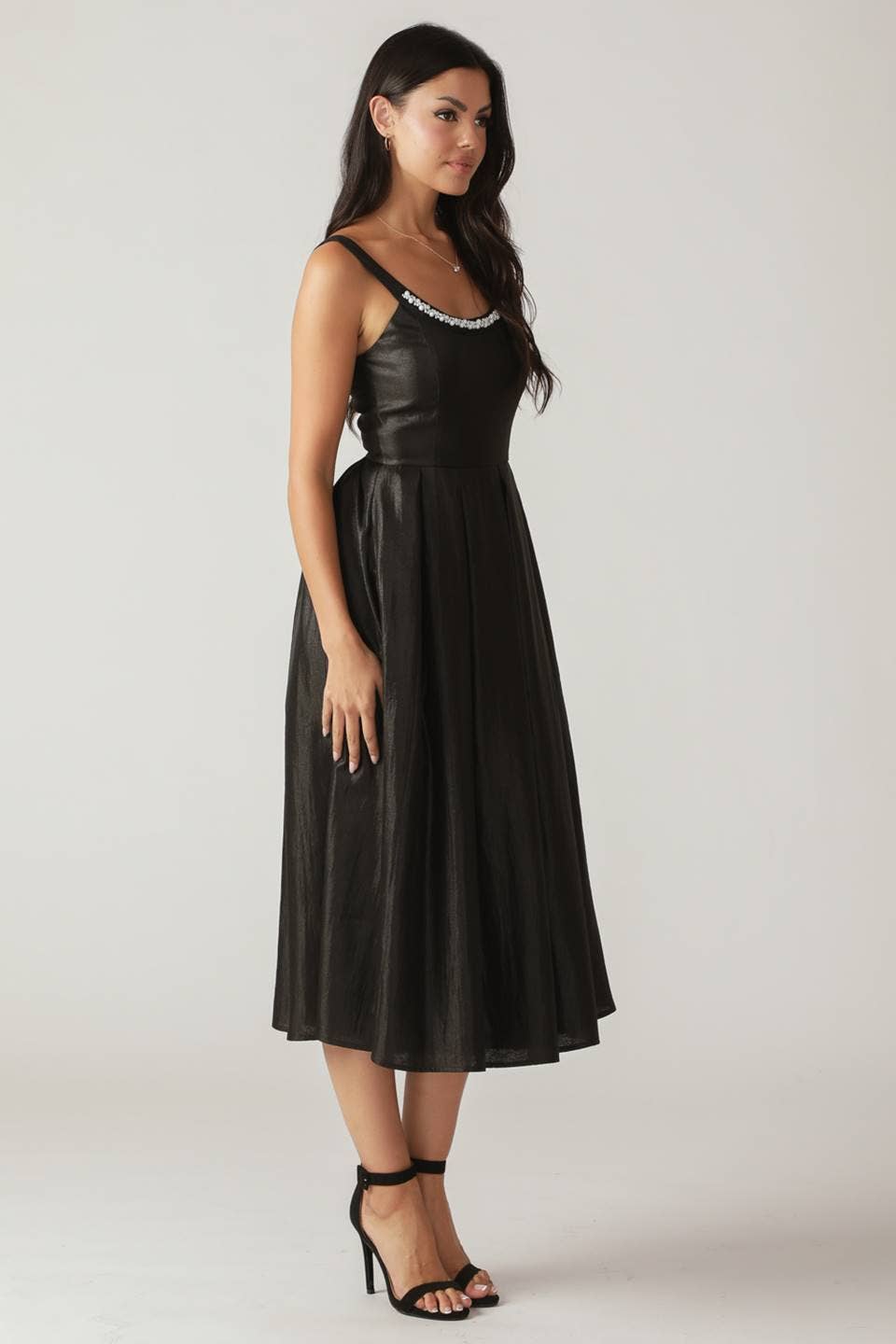 Solid Woven Midi Dress FLYING TOMATO