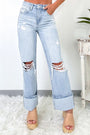 Beau Blue Distressed Flare Jeans Florida Girl Fashion Boutique