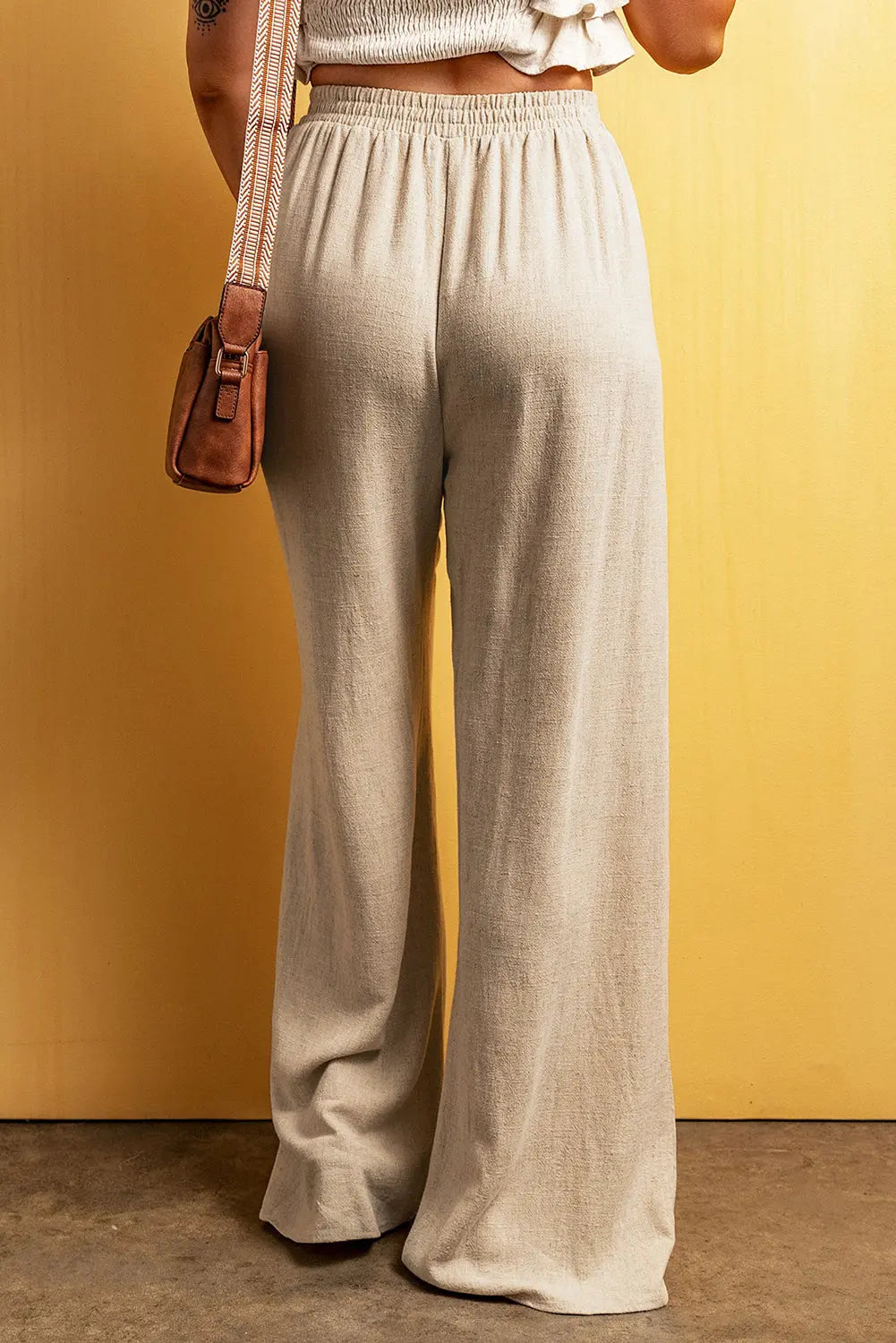 Beige Linen-Blend Wide-Leg Pants Florida Girl Fashion Boutique