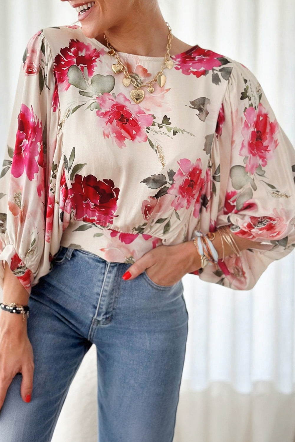 Tie Back Rose Blouse Florida Girl Fashion Boutique