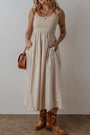 Beige Scoop Neck Sleeveless Long Dress Florida Girl Fashion Boutique