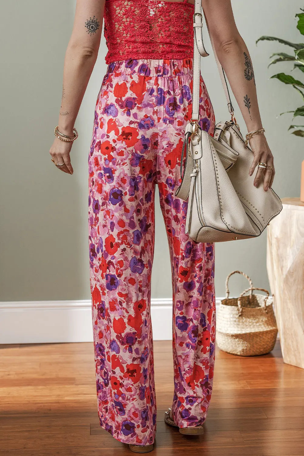 Purple Floral Wide Leg Pant Florida Girl Fashion Boutique