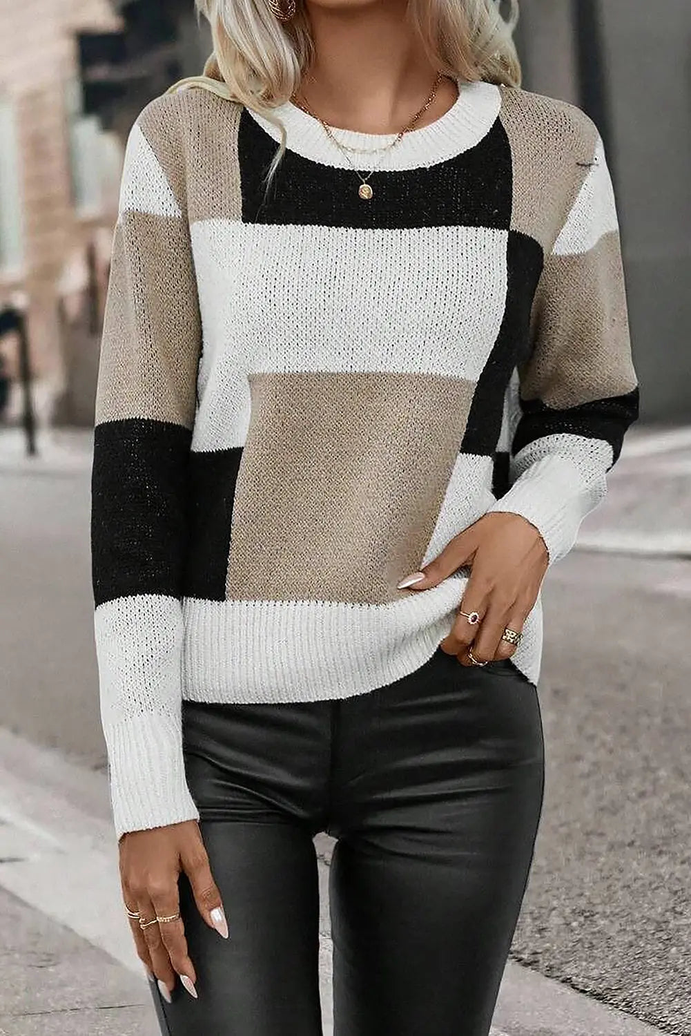 Patchwork Knit Sweater Florida Girl Fashion Boutique