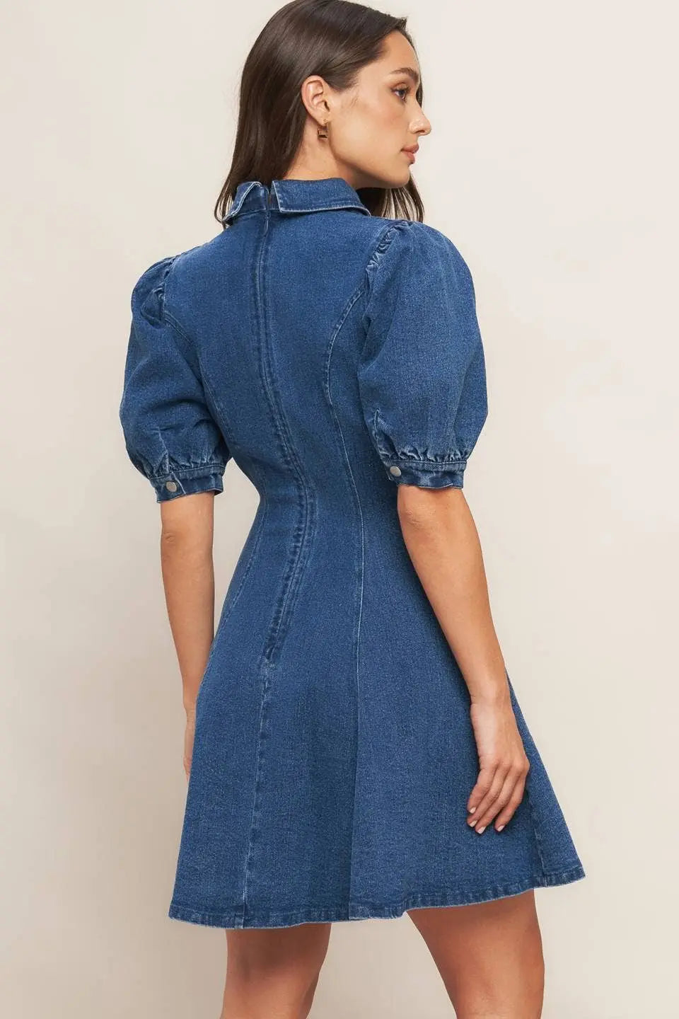 A washed denim mini dress - ID22983 FLYING TOMATO