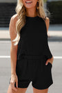 Black Corded Tank and Shorts Set Florida Girl Fashion Boutique