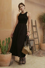 Mixed Fabric Maxi Blu Pepper