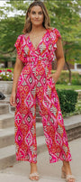 Rose V Neck Jumpsuit Florida Girl Fashion Boutique