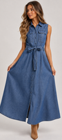 Sleeveless Denim Maxi Dress