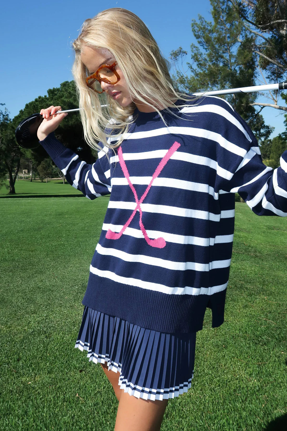 Beach Riot Callie Sweater Dusk Club Stripe