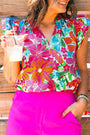 Flower Flutter Sleeve Blouse Florida Girl Fashion Boutique