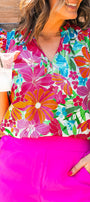 Flower Flutter Sleeve Blouse Florida Girl Fashion Boutique