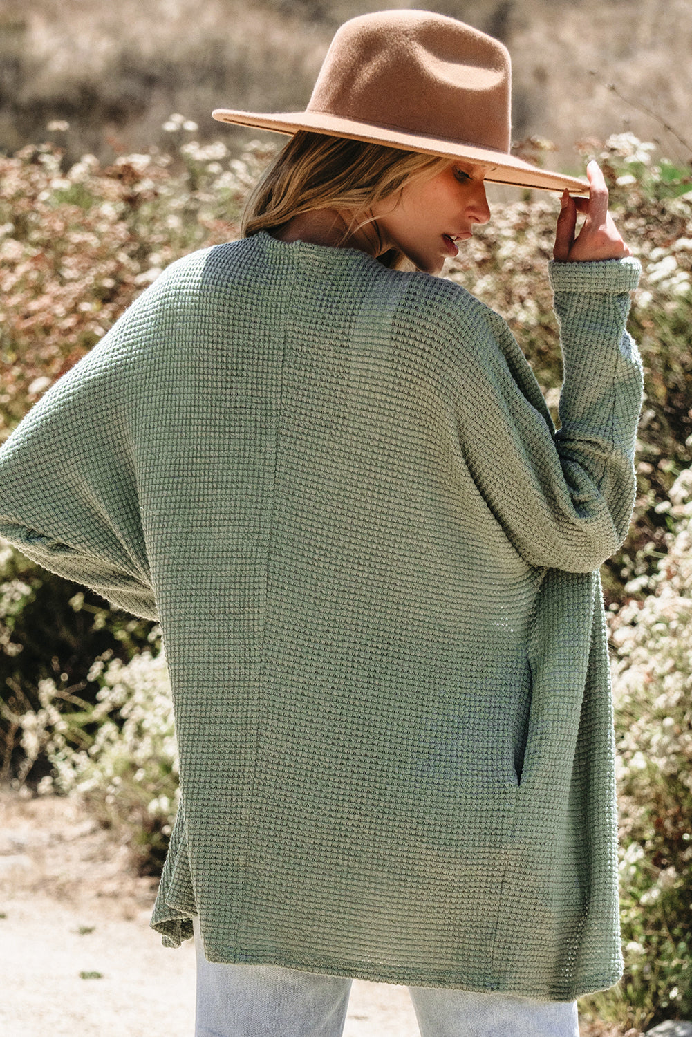 Green Waffle Cardi Florida Girl Fashion Boutique
