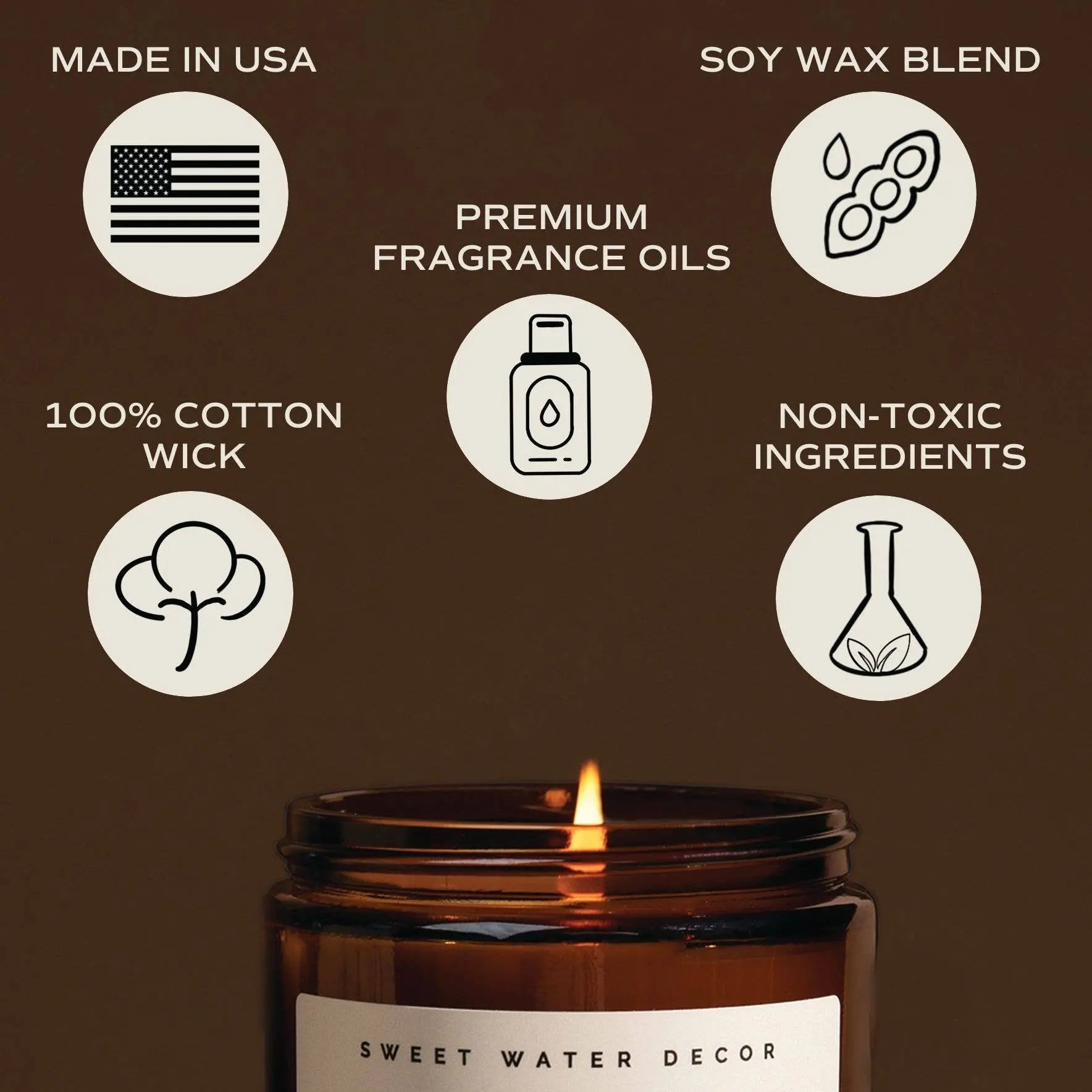 Hot Cocoa and Peppermint 9 oz Soy Candle Sweet Water Decor