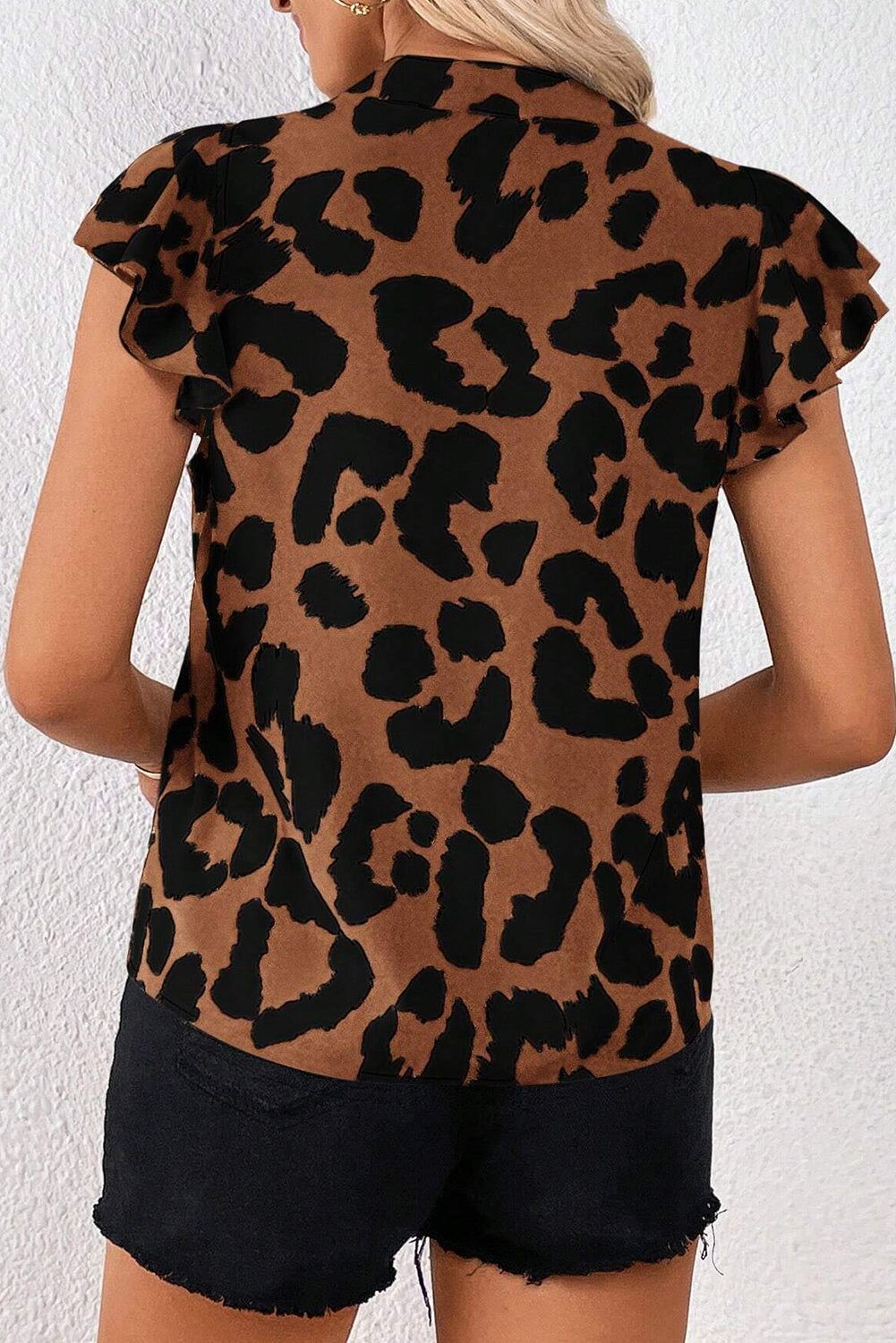 Leopard Flutter Sleeve Blouse Florida Girl Fashion Boutique