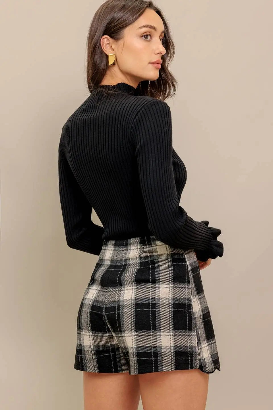 A woven plaid skort - IP8963 FLYING TOMATO