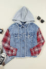 Plaid Hooded Distressed Denim Jacket Florida Girl Fashion Boutique