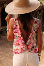 Pink Floral Twisted Open Back Top Florida Girl Fashion Boutique