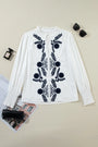 Floral Embroidered Shirred Sleeve Blouse Florida Girl Fashion Boutique