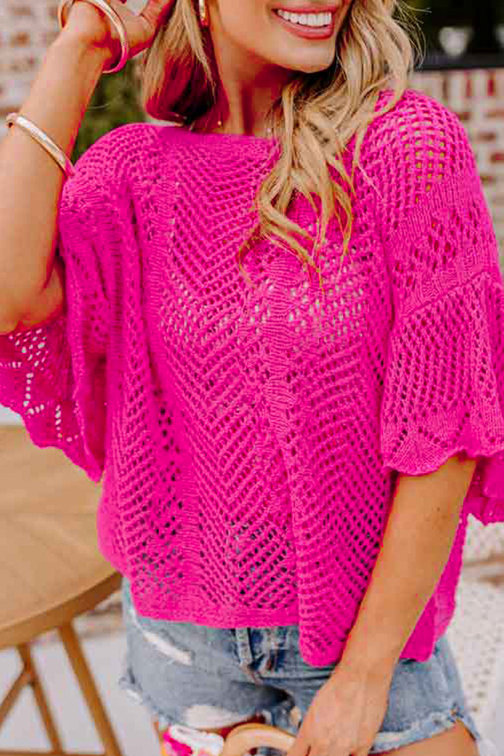 Knit Scallop Sleeve Top Florida Girl Fashion Boutique