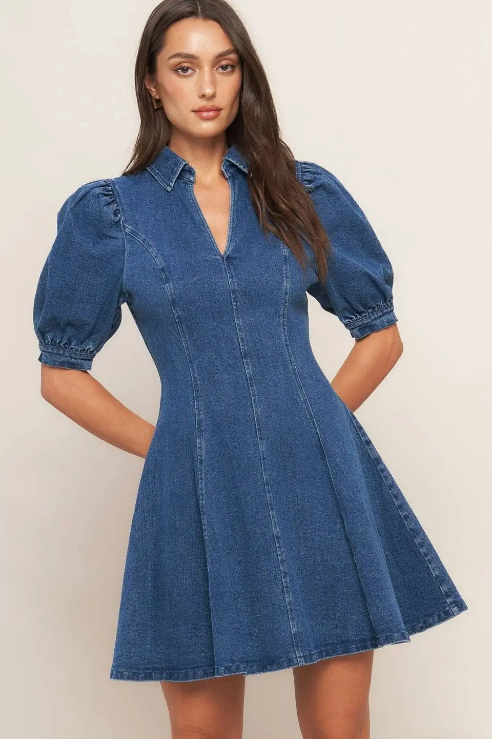 A washed denim mini dress - ID22983 FLYING TOMATO