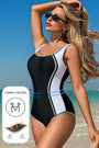 Black Color Block Ric Rac Trim U Neck One Piece Swimsuit Florida Girl Fashion Boutique