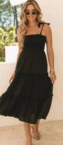 Black Frill Tiered Maxi Florida Girl Fashion Boutique
