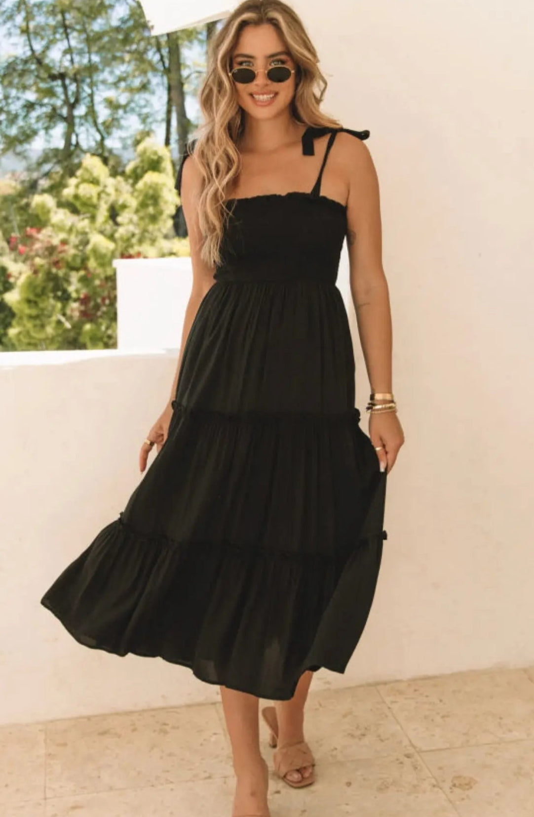 Black Frill Tiered Maxi Florida Girl Fashion Boutique