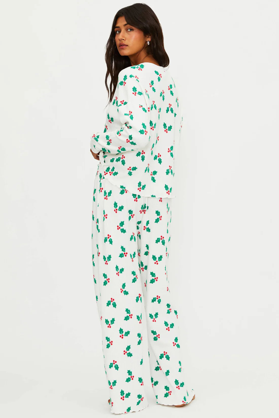 Beach Riot Pacific Long Sleeve Sleep Set Frosted Holly