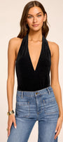 Ramy Brook Zia Velvet Deep V-Neck Bodysuit