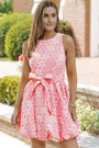 Pink Floral Jacquard Mini Dress Florida Girl Fashion Boutique