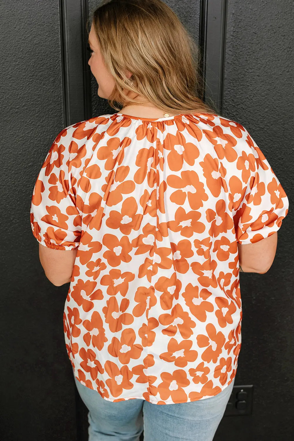Orange Floral Drawstring V Neck Florida Girl Fashion Boutique