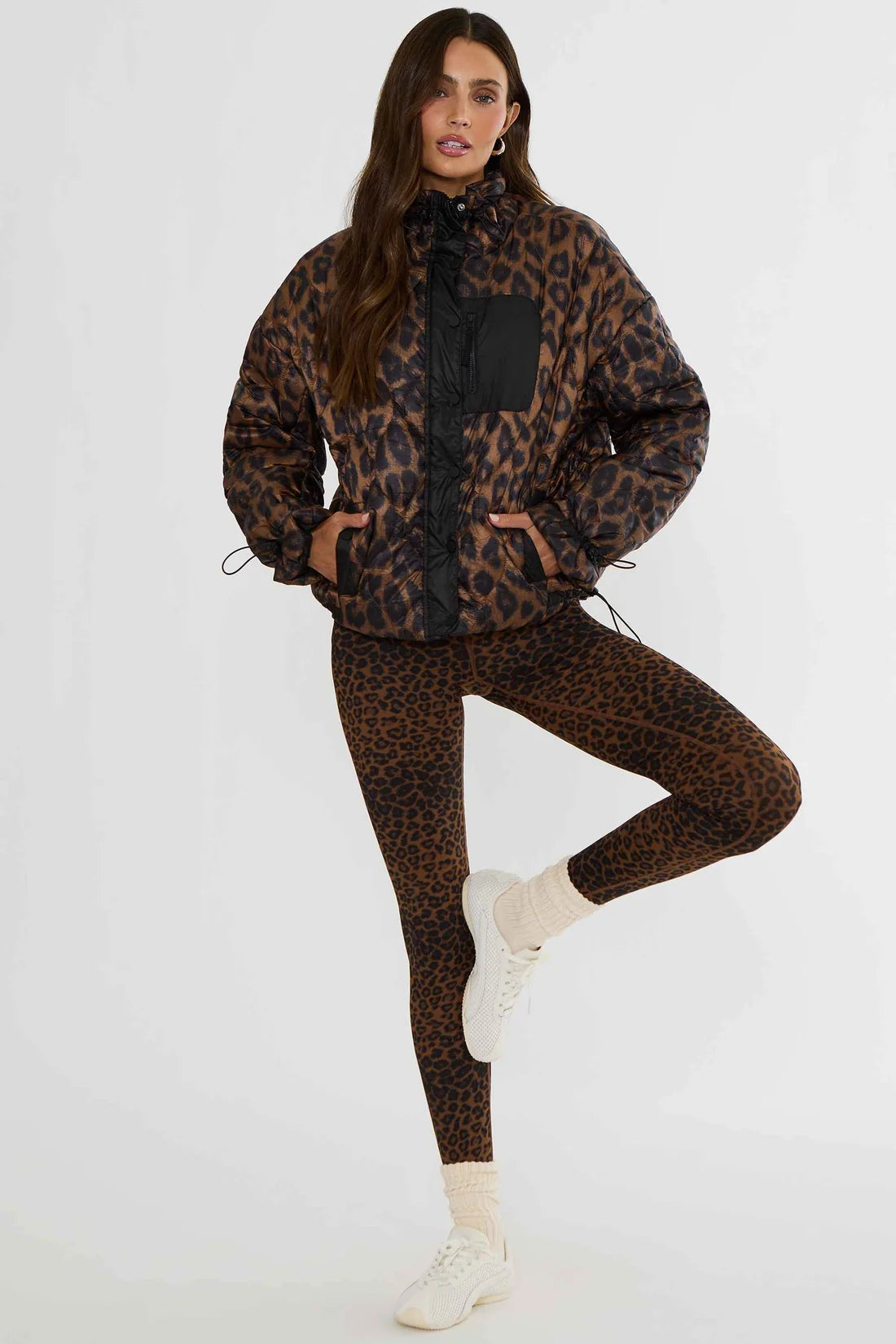 Beach Riot Harvie Jacket Caramel Leopard