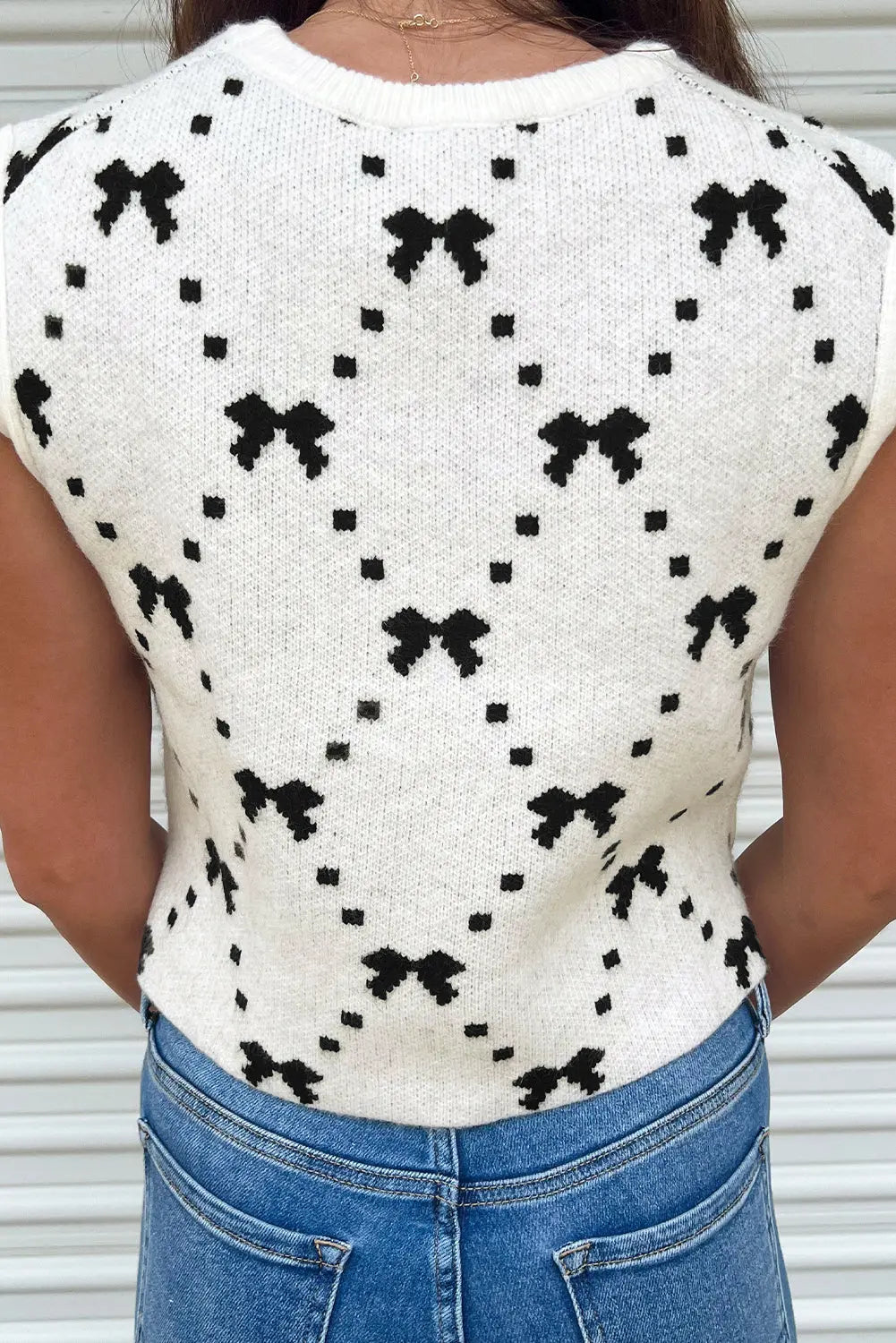 Button Side Bow Sweater Vest Florida Girl Fashion Boutique