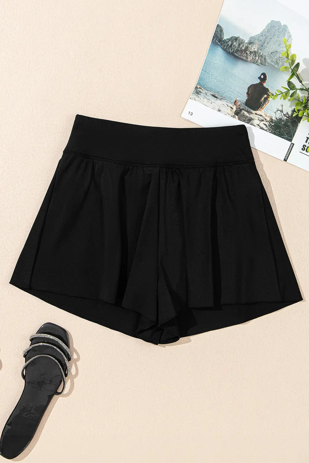 Black High Waist Wide Leg Swim Bottom Florida Girl Fashion Boutique