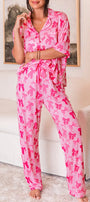 Double Pink Bow Pj Pant Set Florida Girl Fashion Boutique