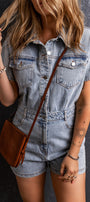 Vintage Washed Denim Romper Florida Girl Fashion Boutique