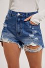 High Rise Distressed Denim Short Bluivy