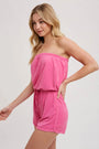 Strapless Drawsting Romper Bluivy
