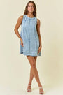 Chambray Round Neckline Sleeveless A-Line Mini Dress -28027D Doe and Rae
