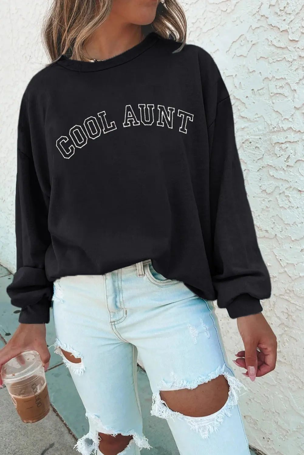 COOL AUNT Embroidered Letter Graphic Sweatshirt Florida Girl Fashion Boutique