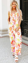Floral Print Wide Leg Jumpsuit Florida Girl Fashion Boutique