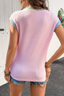 Pink Color Block Corded Knit Crew Neck Tee Florida Girl Fashion Boutique
