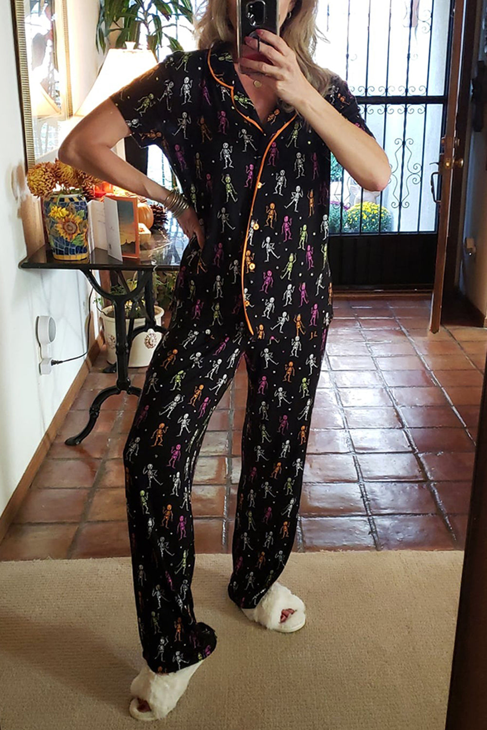 Skeleton Print Pajama Set