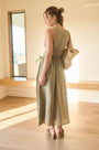 Sage Mixed Fabric Dress Blu Pepper