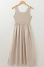 Beige Scoop Neck Sleeveless Long Dress Florida Girl Fashion Boutique