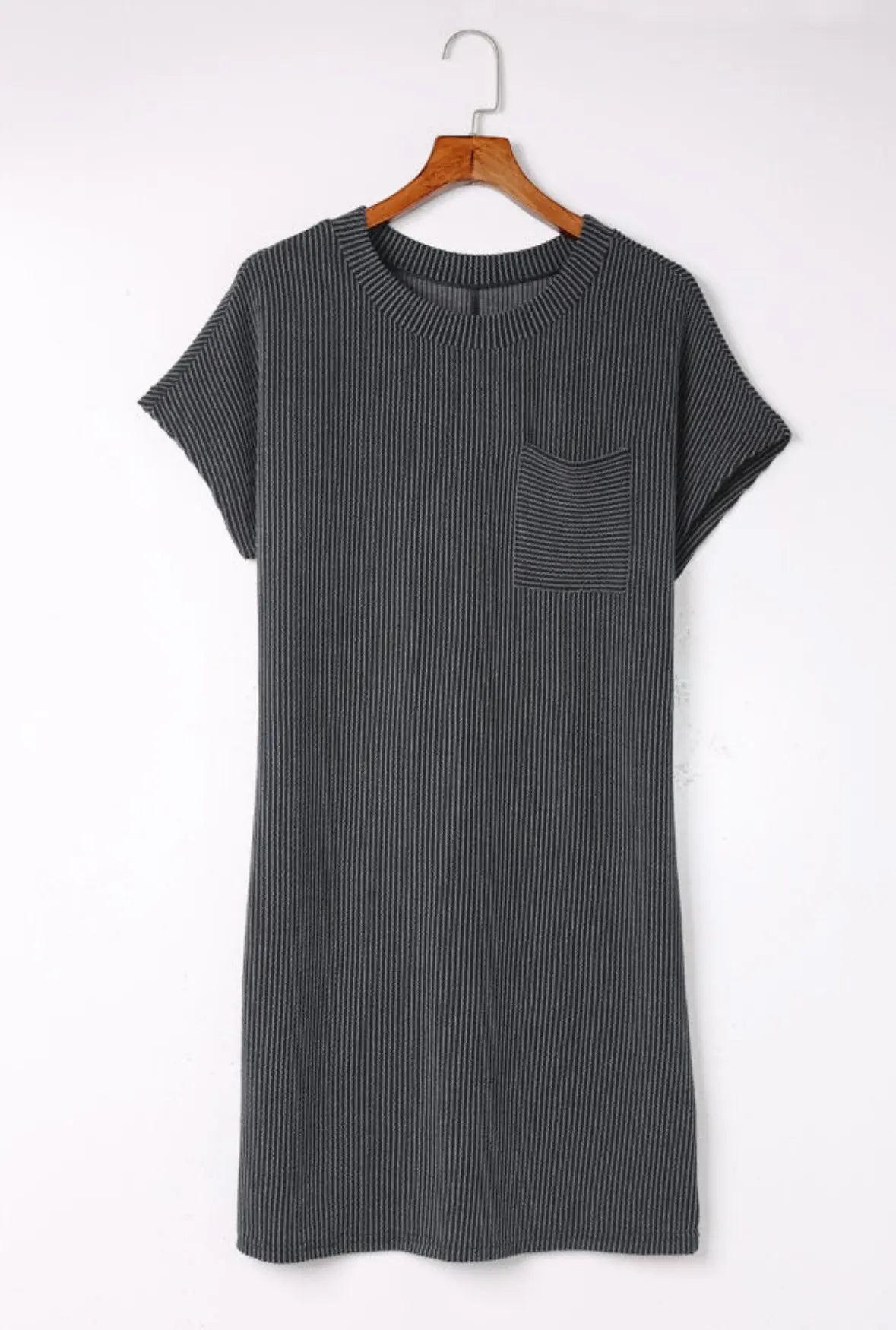 Charcoal Corded T-Shirt Dress Florida Girl Fashion Boutique