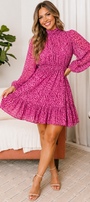 Pink Leopard Ruffle Dress